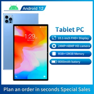 New Pad 5 Tablet 10.1'' Wifi Android 12 6GB+128GB 24+48MP Dual Camera Gifts - Picture 1 of 19