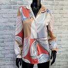 Vintage 70S Vera Neumann Abstract Sheer Blouse Shirt Button Up Usa Antron Nylon