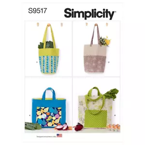 Cuatro bolsas de compras Simplicity Easy SEWING PATTERN S9517 - Imagen 1 de 7