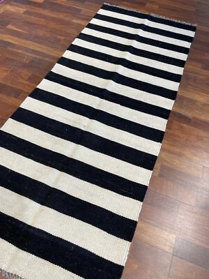 Kilim de lana blanca y negra hecha a mano | Alfombra | Corredor 2,5x6,2 Foto 1 de 4