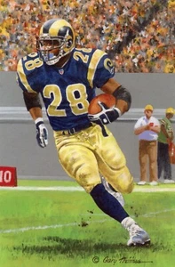 MARSHALL FAULK Goal Line Art Card - St. Louis Rams - Signed by Artist - Picture 1 of 2