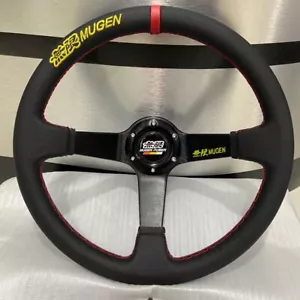 JDM Mugen Steering Wheel 14inch Deep Dish PVC Leather Steering Wheels Drifting - Picture 1 of 6