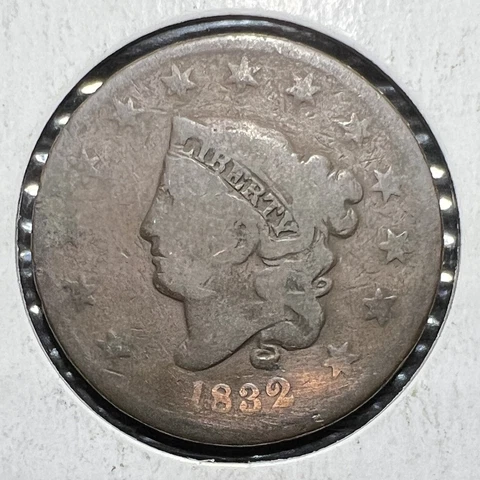 1832 Large Letters Coronet Head Large Cent grades at Good Below Wholesale F Cover