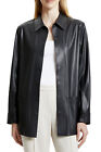 Theory Womens P.Paper Faux Leather Shirt Jacket Large Black - NWT $495