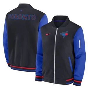 Men Toronto Blue Jays Royal 2024 City Connect ACFull Zip Game Time Bomber Jacket - Picture 1 of 3