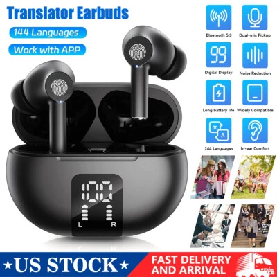 Bluetooth 5.3 Translator Earbuds 144 Language Two Way Instant Translation Device - Image 1 of 4