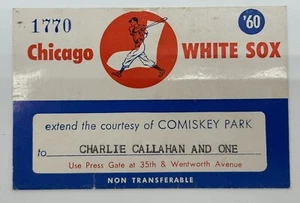 WHITE SOX 1960 TICKET Pass Mickey Mantle 3 HR @Chicago Lead League 40 HR Ex⚾️ - Picture 1 of 3
