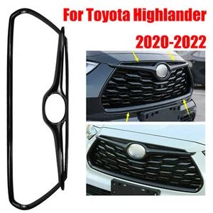 For Toyota Highlander 2020-22 Pure Black Garnish Frame Front Grille Cover Trimwh - Picture 1 of 9