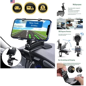 Car Phone Holder Mount Universal Dashboard 360 Rotation Non Slip Clamp - Photo 1 sur 8