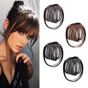 Thin Neat Air Bangs Human Hair Extensions Clip in on Front Fringe Hairpiece R4A2