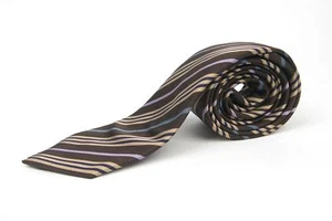 Burberry London New Brown Lavender Gold Blue Striped 100% Silk Tie 3” Italy - Picture 1 of 3