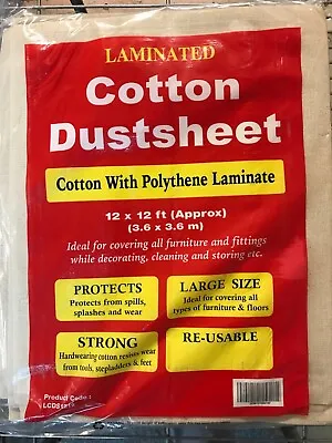 Cotton Dust Sheet 12ft X 12ft Professional Quality Decorating Sheets Heavy Duty • 16.99£