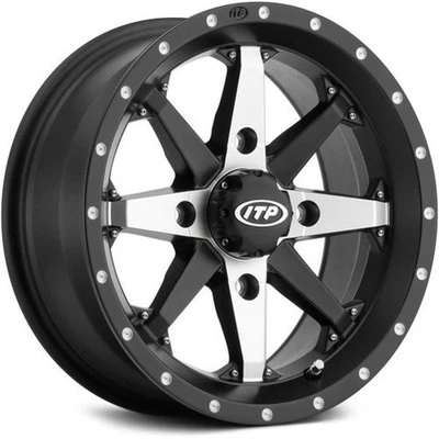 ITP Cyclone Wheel - 14x7 - 5+2 Offset - 4/110 - Matte Black/Machined 1422304727B - Image 1 of 3