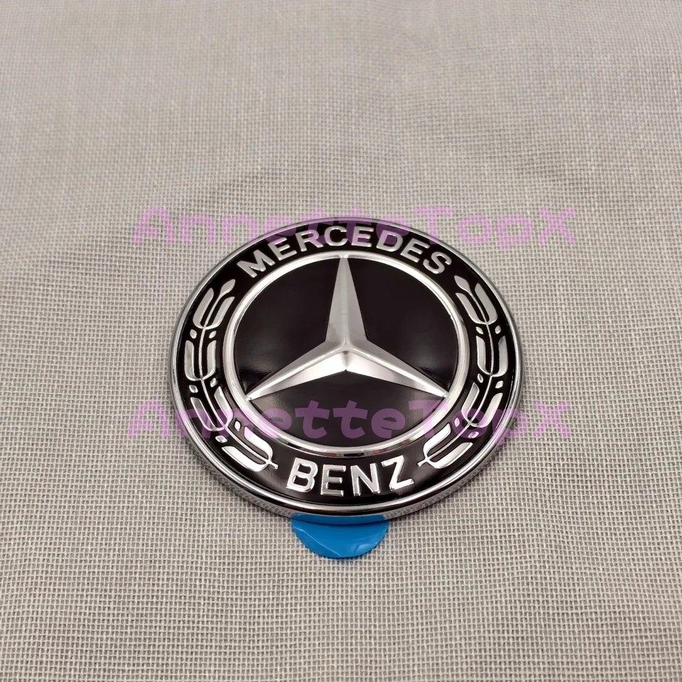 Insignia clásica de laurel plana emblema capó delantero cromado 57 mm GLA GLC CLASE A C E Foto 1 de 2