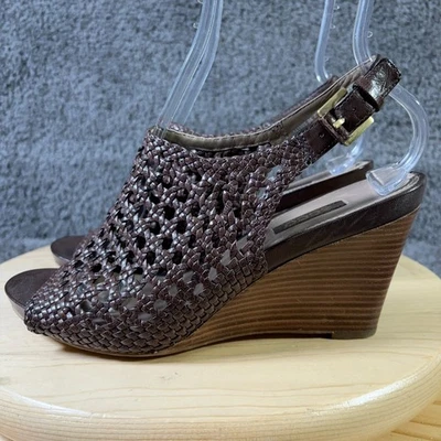 Ecco 凉鞋 Kalac 坡跟女式 9 码皮革棕色露趾鞋 — 第 1/4 张图片