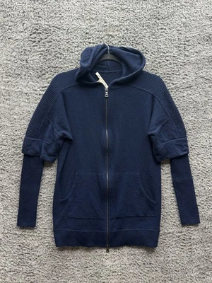 Moletom com capuz Diane Von Furstenberg lã cashmere zíper completo azul marinho feminino tamanho P/S - Imagem 1 de 4