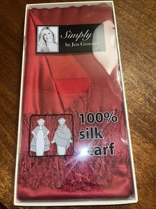 Simply by Jen Groover 100% Silk Scarf Red - Picture 1 of 1