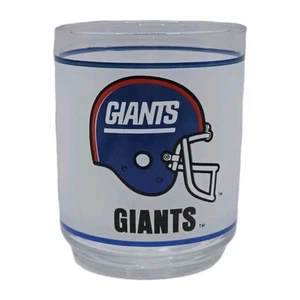 New York Giants Vintage 1980's Mobil Gas 12 oz Frosted Drinking Glass - Picture 1 of 2
