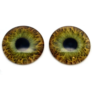 Par de Cabujones Taxidermia Marrón Verde Vidrio Ojos Joyería Muñecas Taxidermia Espalda Plana - Imagen 1 de 9