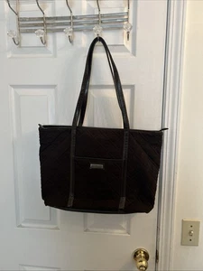 Vera Bradley Tasche mit Besatz XL klassisch schwarz mit Kunstlederbesatz - Bild 1 von 7