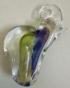 Murano Italian Art Glass Elephant Blue and Green 6" Tall - Picture 1 of 3