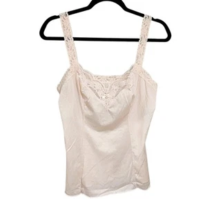 Olga Vintage Camisole Tank Top L Cream Satin & Lace Coquette Dainty - Picture 1 of 4