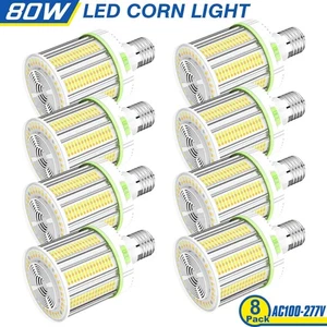 8Pack 80W LED Corn Light Bulb E39 Base, Warehouse High Bay Light Adjustable CCT - Picture 1 of 15