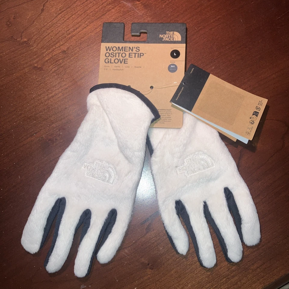 NWT THE NORTH FACE Women's OSITO ETIP TOUCHSCREEN FLEECE GLOVE, White Dune L - Image 1 of 1