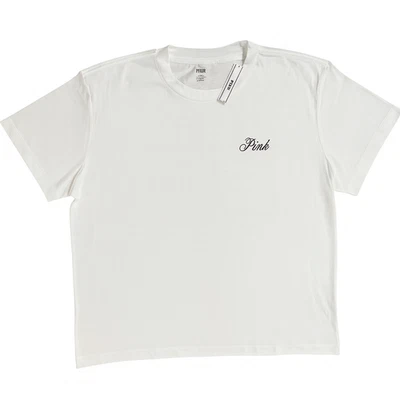 Camiseta de dormir Victoria’s Secret rosa tamanho grande branca algodão aconchegante nova com etiquetas - Imagem 1 de 4