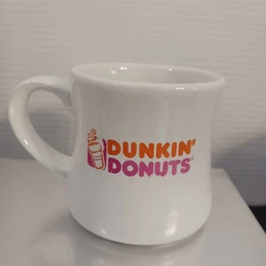 Vintage Dunkin' Donuts Diner Ceramic Coffee Cup Mug Orange & Pink Logo Graphics - Picture 1 of 9
