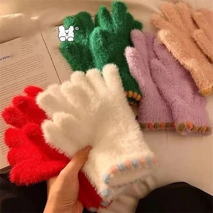 Korean Style Mink Velvet Gloves Touch Screen Ski Mittens for Cycling Skiing - Picture 1 of 17