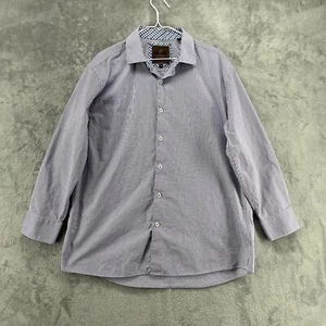 Tattersall London Dress Shirt Mens 32 17.5 Purple Striped Button Up Designer - Picture 1 of 15