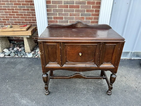 Vintage Victorian Sideboard Buffet Small China Storage Cabinet Wood End Table Cover