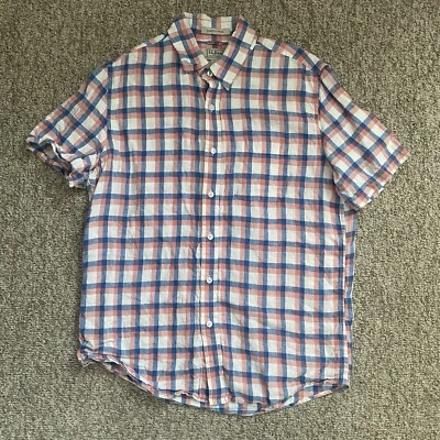 LL Bean Shirt Mens Medium M Slightly Fitted Linen S/S Plaid Colorful Button Up - Image 1 of 4