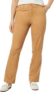 Denim& Co EasyWear Twill Straight Leg Pants Camel 12 NWOT (96) - Picture 1 of 2