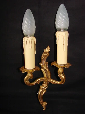 Vintage Wall Sconce Candle Louis XV Style In Bronze (No. 3) - Image 1 of 4