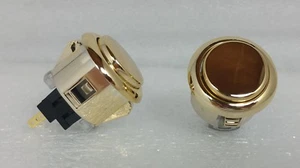 2 x Japan Sanwa Metallic Gold Start Buttons OBSJ-24-AU Video Arcade Parts - Picture 1 of 7