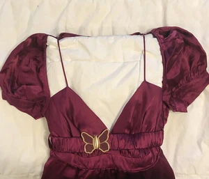 New Vintage VOOM By JOY HAN Sexy Silk Short Dress Butterfly Belt Made USA Sz S - Picture 1 of 12