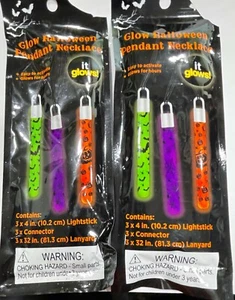 Halloween Glow Pendant Necklace lot of 4 light up the night Kids - Picture 1 of 6
