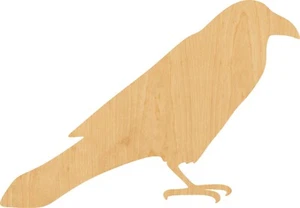 Raven Laser Cut Out Wood Shape Craft Supply - Woodcraft Cutout - Picture 1 of 1