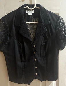 Banjo western top with lace sleeves and heart cut out and details size medium - Picture 1 of 8