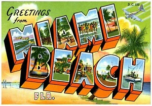 Greetings From Miami Beach Florida Fridge Magnet - Picture 1 of 1