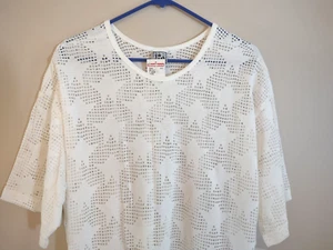 Vintage In Gear Kono Knot Bathing Suit Cover-Up White Net Dress Stars - Picture 1 of 12