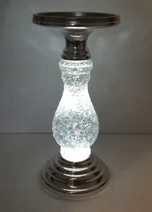 Bath & Body Works Swirling Glitter Globe Pedestal 3 Wick Light Up Candle Holder - Picture 1 of 10