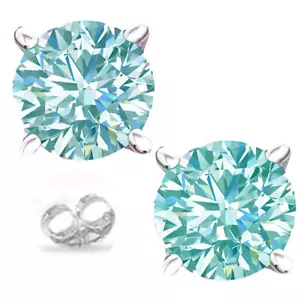 2+Ct Ice Blue Color Real Moissanite Diamond 925 Sterling Silver Wedding Earrings - Picture 1 of 1