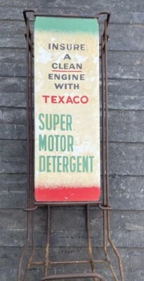 TEXACO OIL COMPANY SUPER MOTOR DETERGENT 16 OUNCE OIL CAN RACK 1959 DATE CODE  - Image 1 of 4