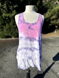 Raya Sun Blouse Women's Small Pink purple Ombre Layered Sleeveless Boho Beach - Picture 1 of 6