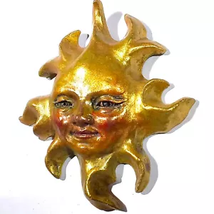 Mini Sun Face Sculpture, Indoor/Outdoor Wall Art Ready to Hang, Handcrafted - Picture 1 of 16
