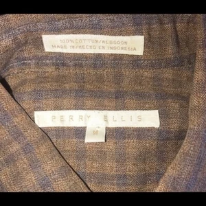 Perry Ellis Men brown blue long sleeve button size M - Bild 1 von 8
