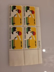 Scott #1381 Plate Block 6 ct Professional Baseball 100th Anniversary Issue R6 - Picture 1 of 2
